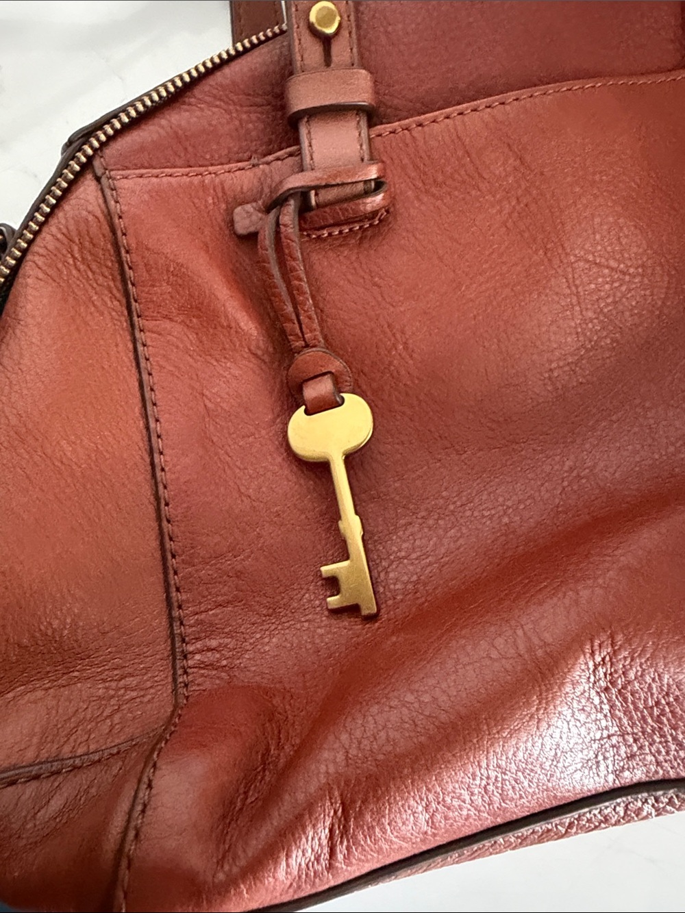 Fossil Women's Leather Shoulder Bag in Cognac - Picture 5 of 9